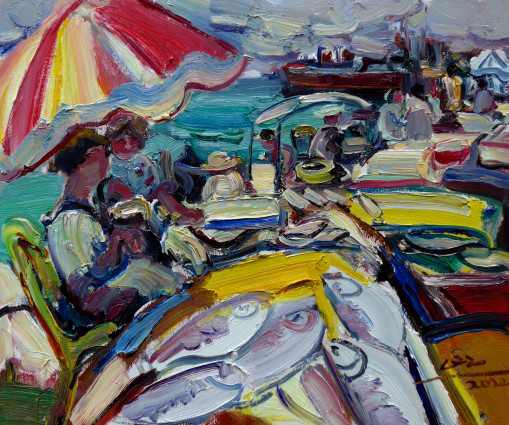 《新村渔岸》50×60cm 2022年 布面油画