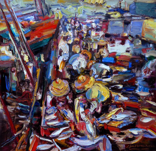 《云隙海田》80×80cm 2022年 布面油画