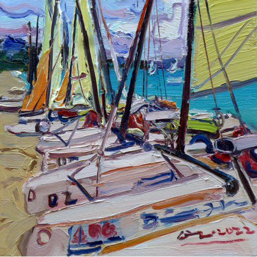 《海角飞帆》30×30cm 2022年 布面油画