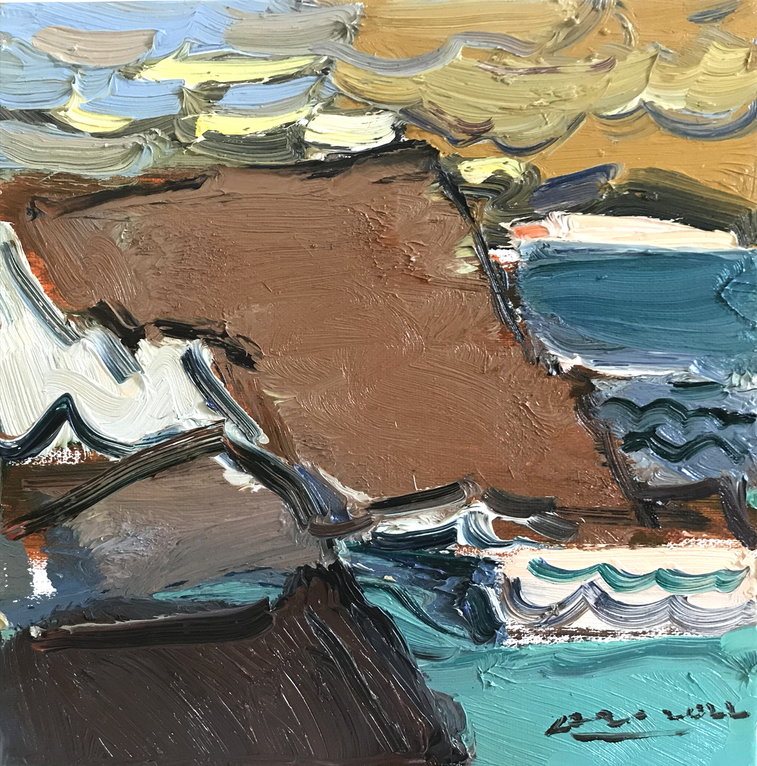 《南海荡波》30×30cm 2022年 布面油画