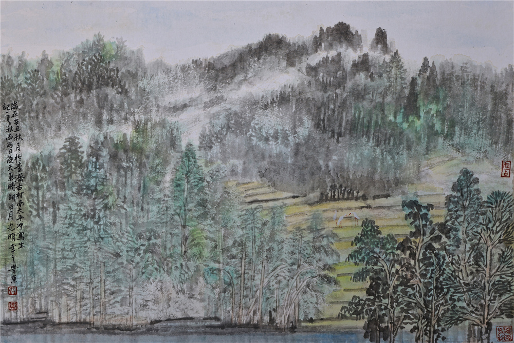 《于查济古村》卡纸设色 66×45cm 2021年