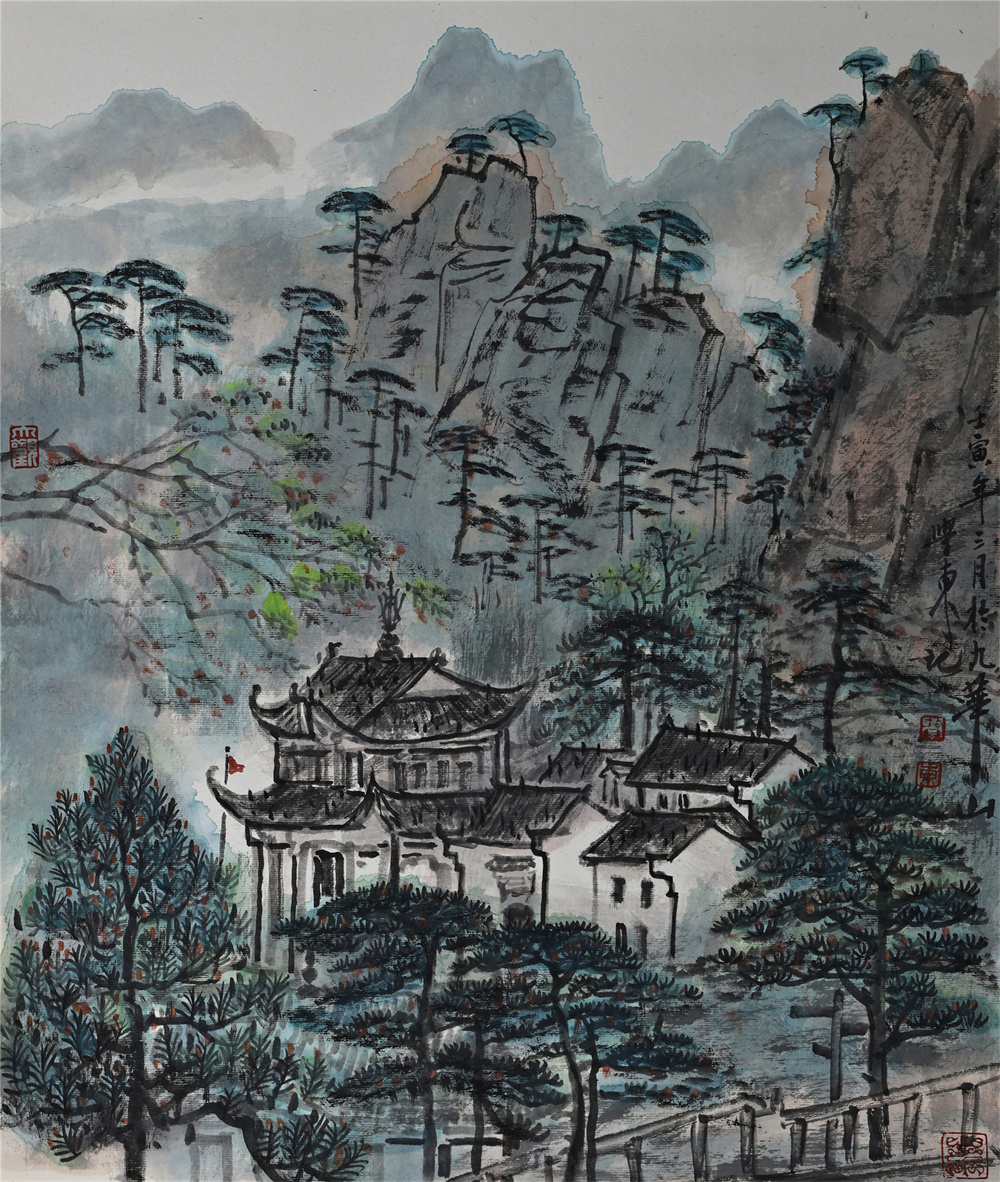 《九华山》卡纸设色 52×44cm 2022年