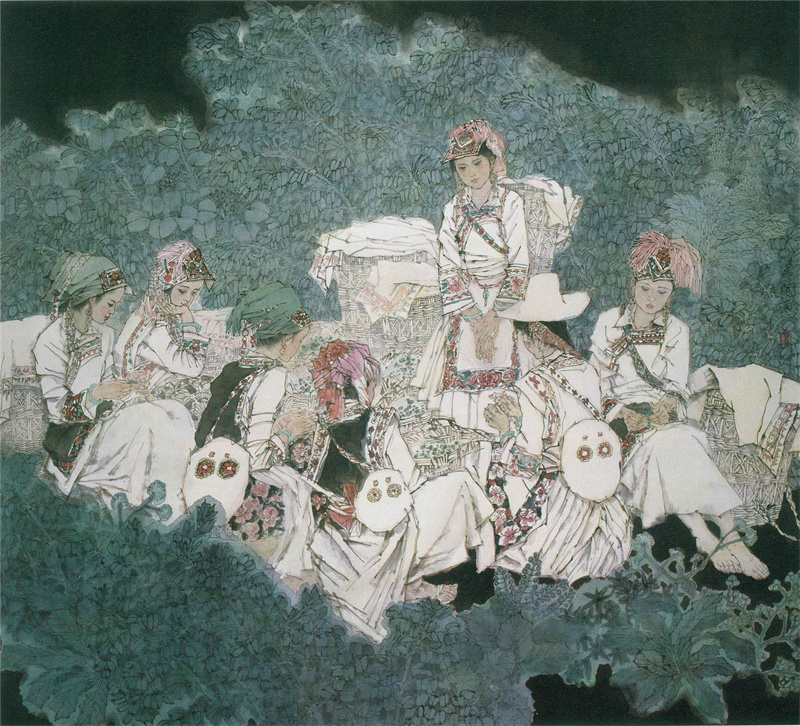 《剥青豆二》160×200cm 1998年