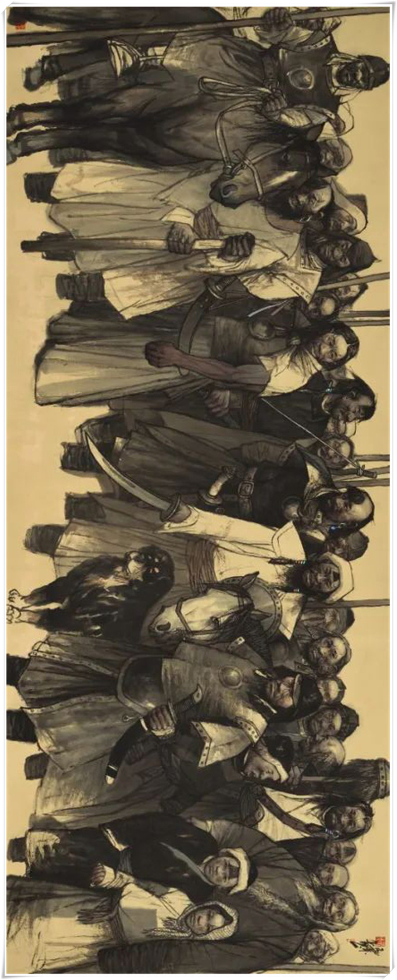 中国画纸本《回家之·土尔扈特人》150cm×360cm