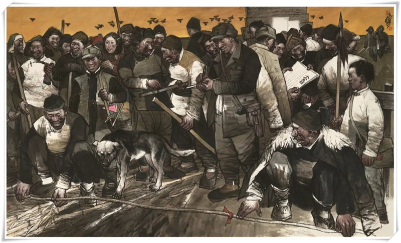 中国画纸本《土地革命》150cm×300cm
