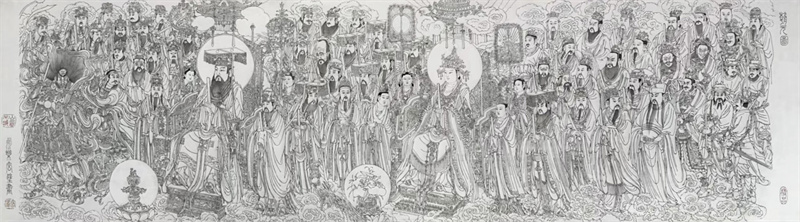 《朝元图》凹版干刻 39×142cm 2015年 山西苪城元永乐宫璧画反刻三年一成，无败刀 (2)