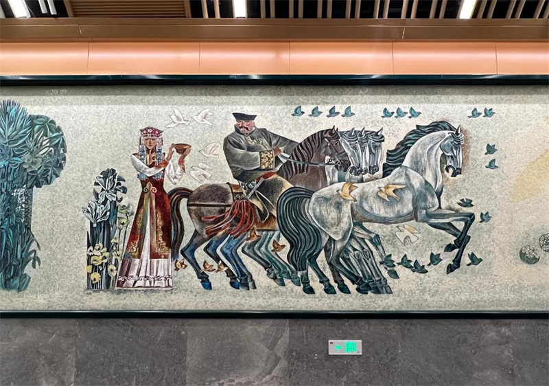 北京地铁19号线 牛街站壁画《创造·收获·欢乐》局部1