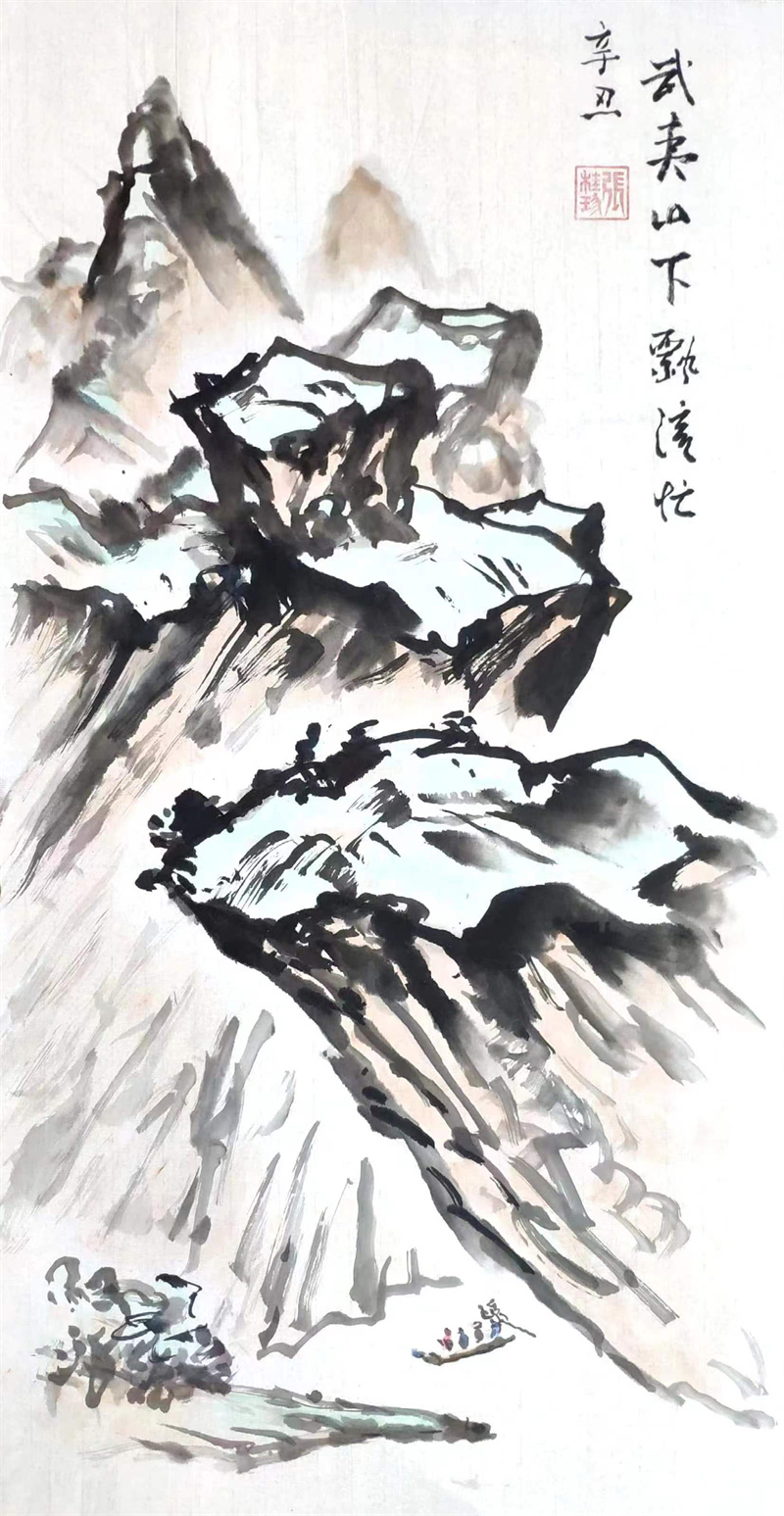 《武夷山下漂流忙》67.5×36cm