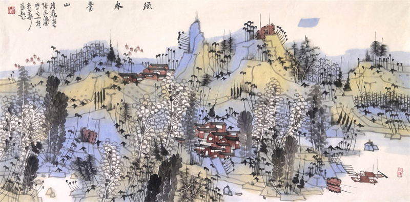 《绿水青山》136cm×68cm