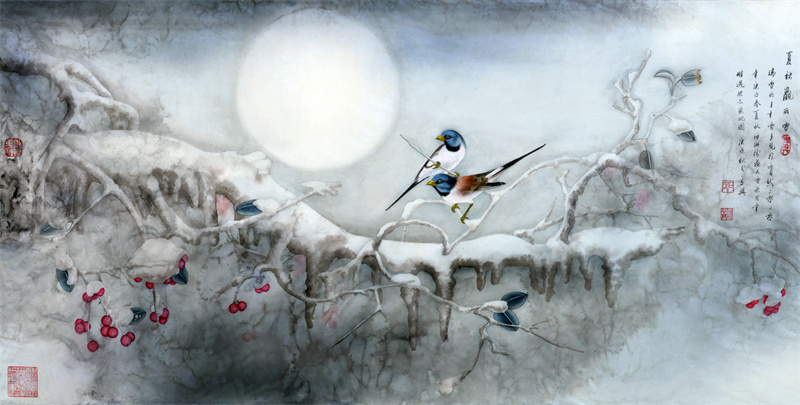 《盛夏观丽雪》130×65cm