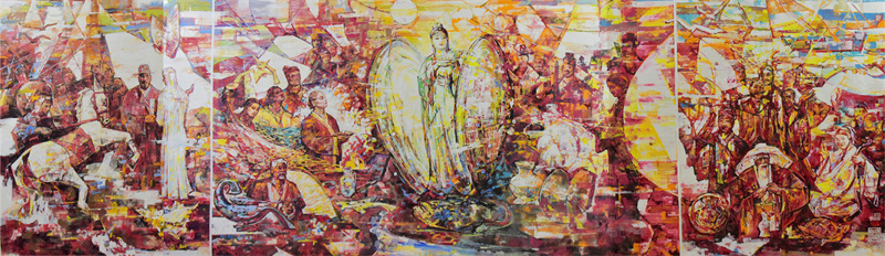 《珠还合浦》中国画 800cm×210cm