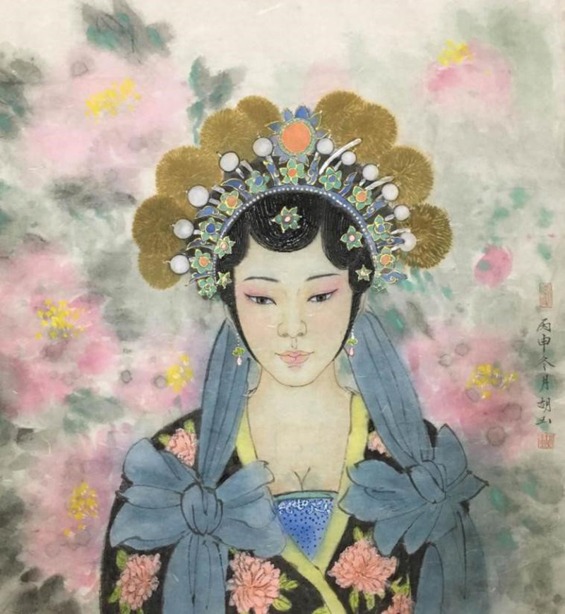 《戏曲人物》68×68cm