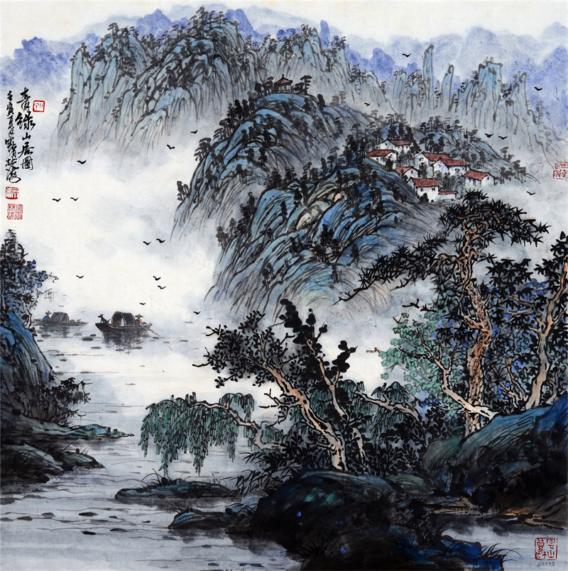 6《青绿山居图》69×68cm