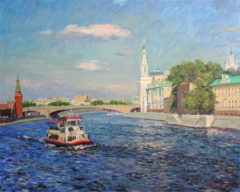 《莫斯科的游船》60×80cm 2017年