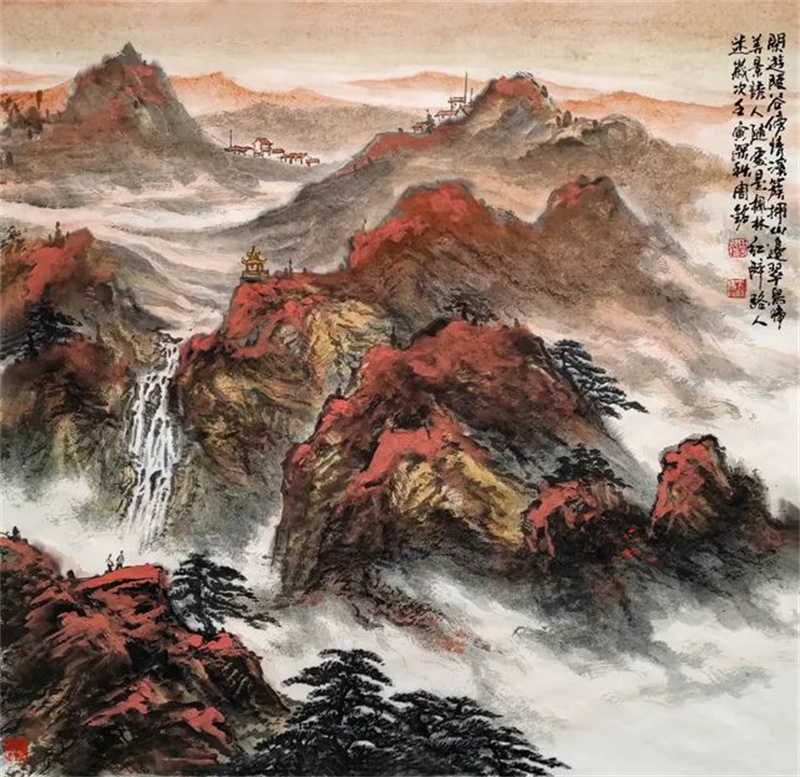 《闲游陵山傍清溪》68cm×68cm