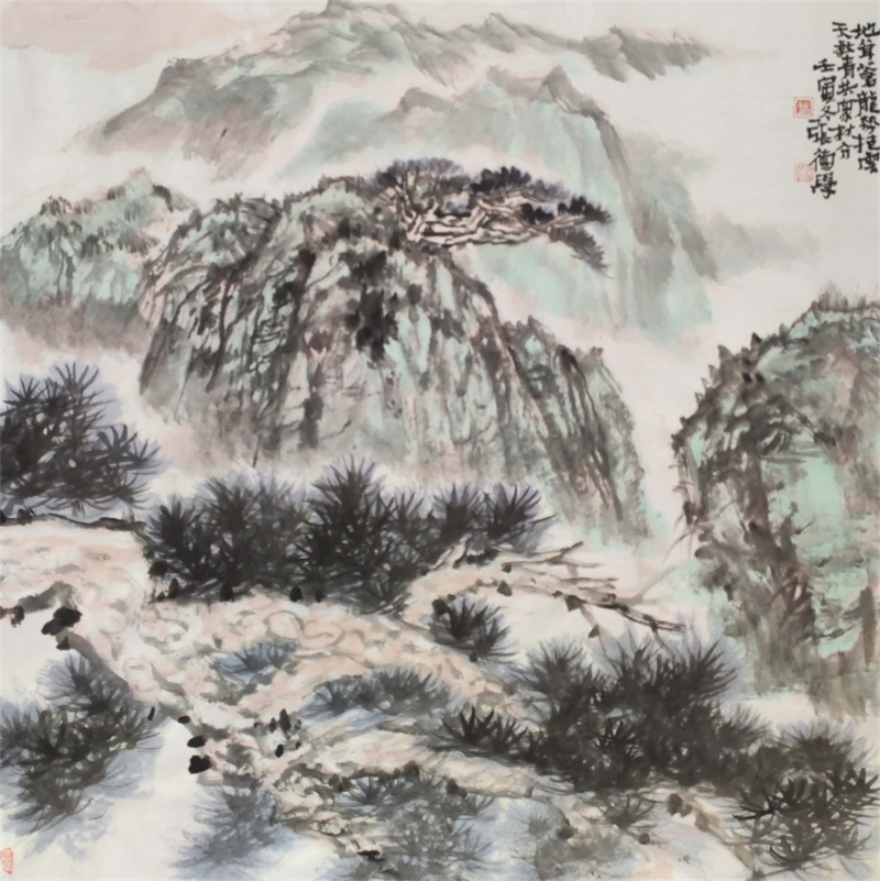 《地耸苍龙势抱云》68×68cm