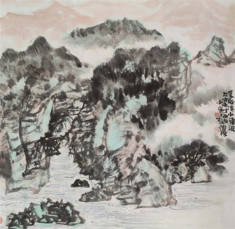 《晨昏滚滚水东流》68×68cm