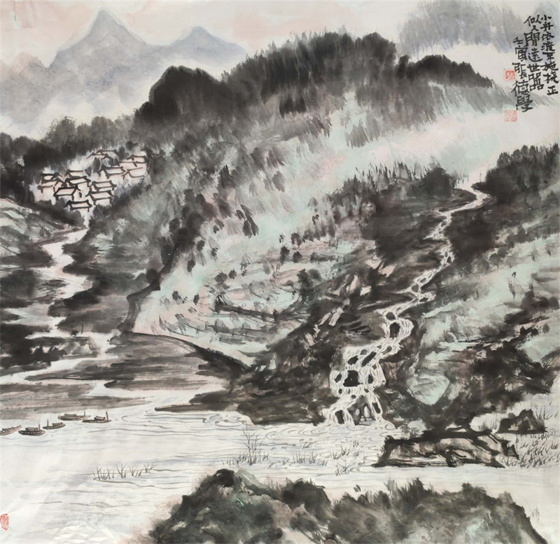 《小周依渡不施桡》68×68cm