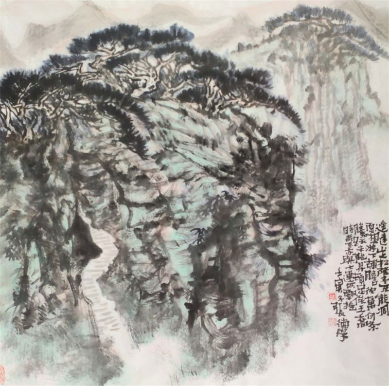 《遥远山上松》68×68cm