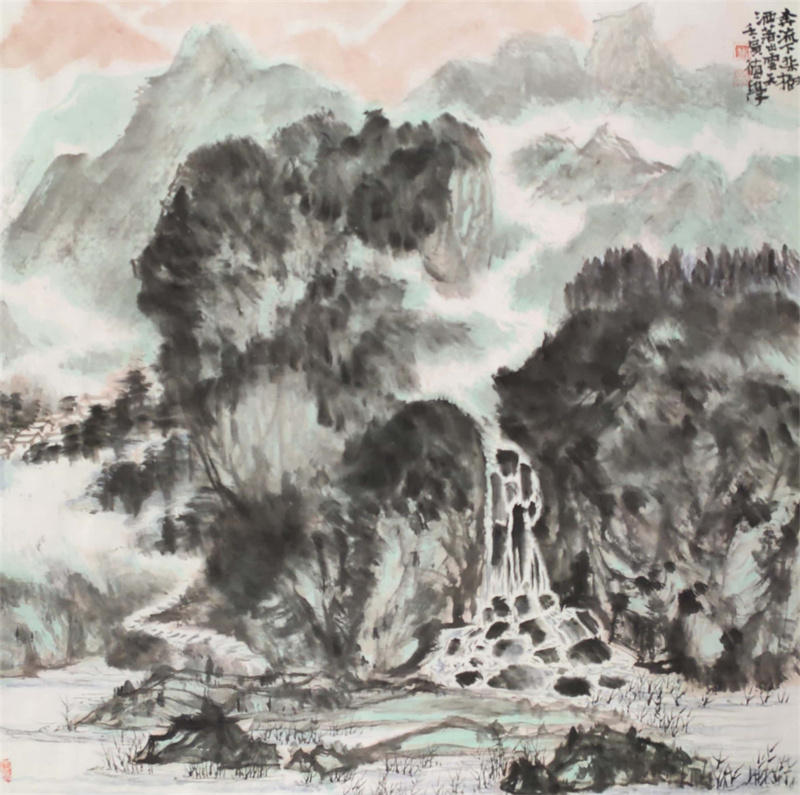 《洒落出云天》68×68cm