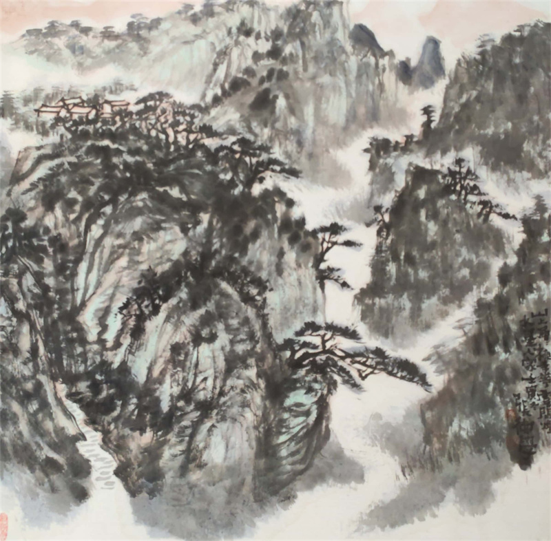 《云间烟水是人家》68×68cm