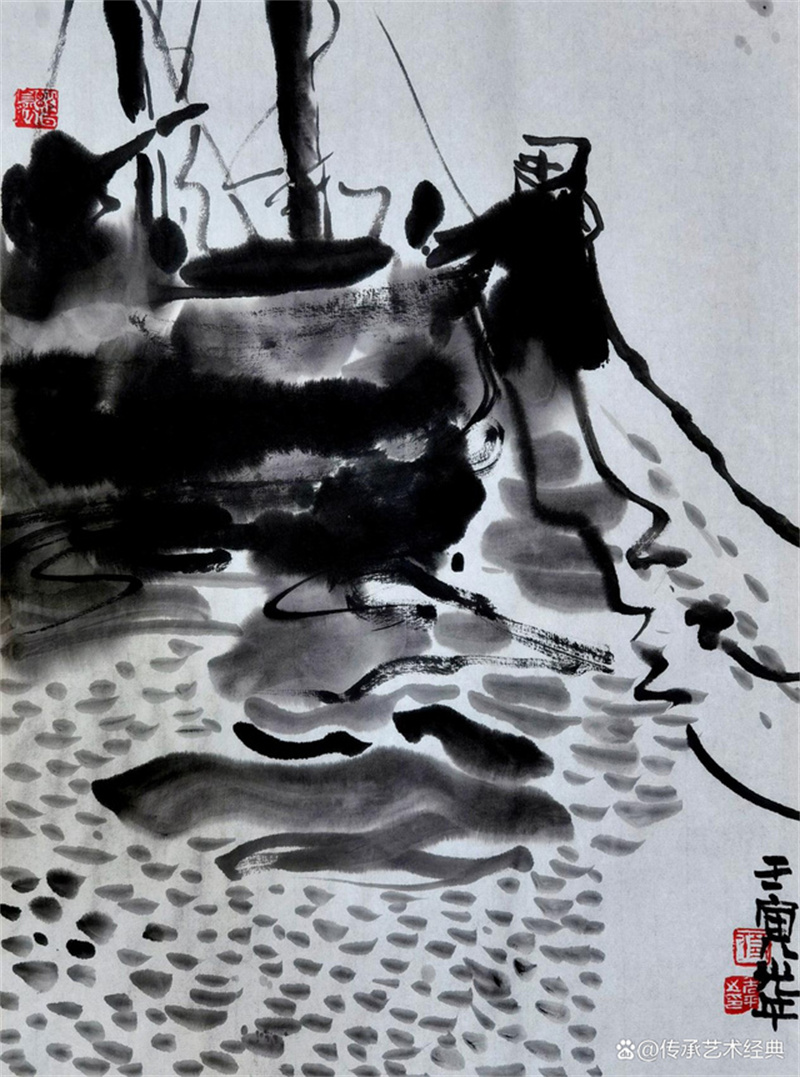 《威海渔港风景写生之三》35×46cm