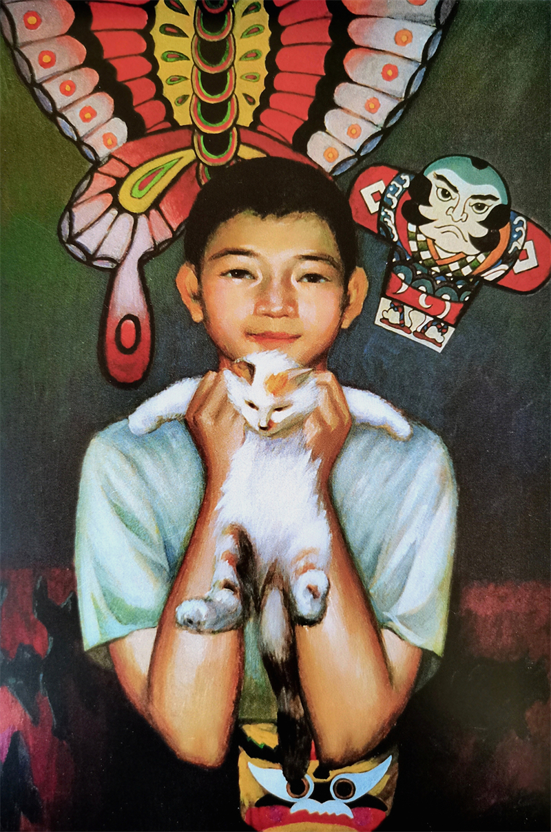 10《风筝·男孩和猫》100×80cm