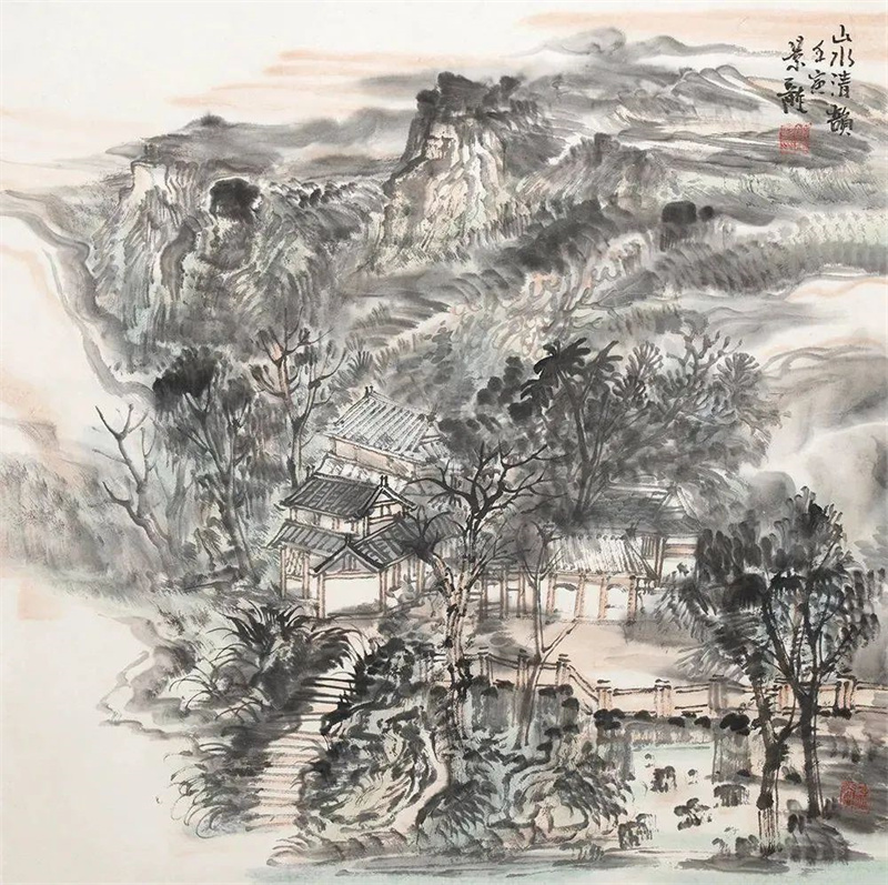 《山水清韵》68×68cm