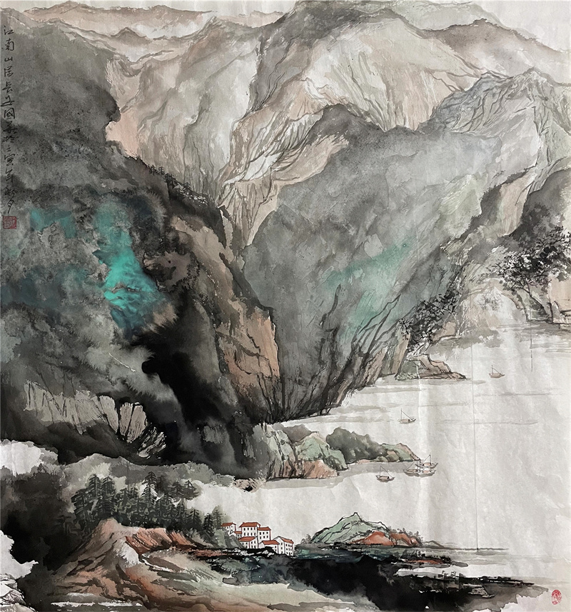 《江南山居图》90×90cm