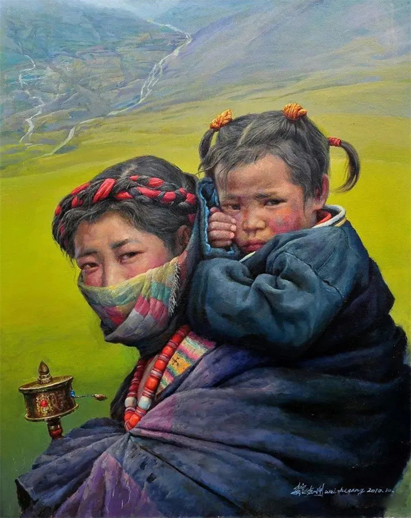 《朝圣的母子》81×64.5cm 2010年