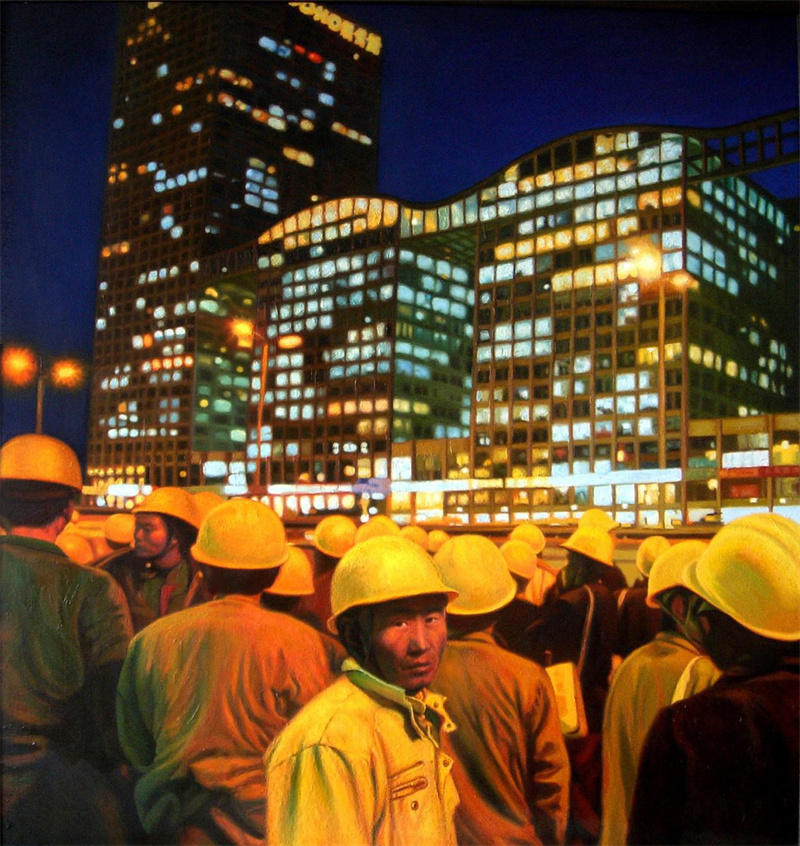 油画《城市霓虹》180×190cm 2009年