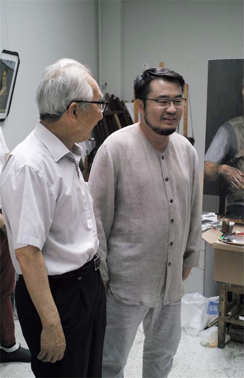 与原中央美术学院院长、中国美术家协会主席靳尚谊先生