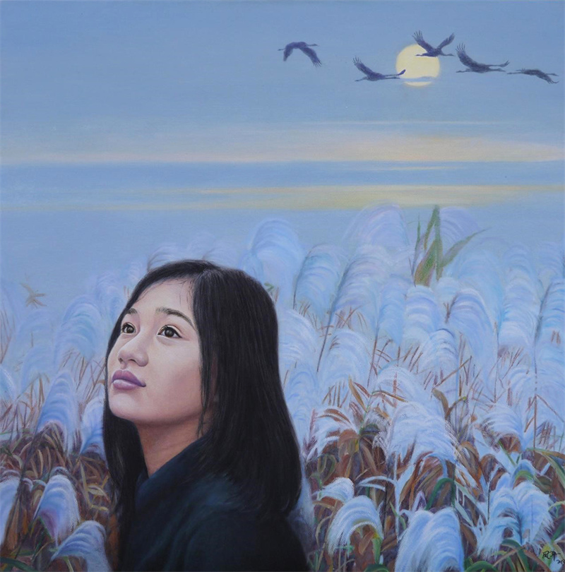 油画《萌动的心》100×100cm 2014年