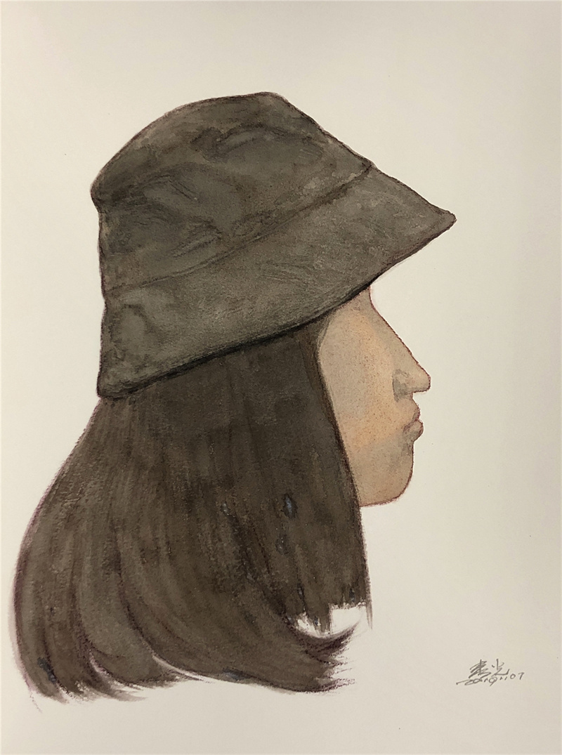 《头像写生》水性材料 41×31cm 2019年