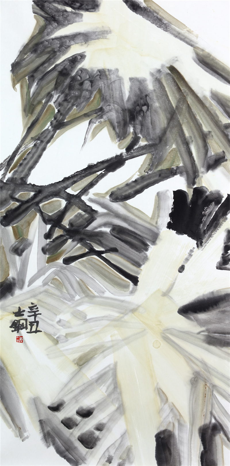 5.《阳光下的盾轴榈》138×69cm 纸本设色 2021年